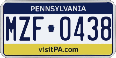 PA license plate MZF0438