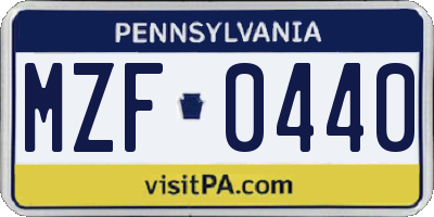PA license plate MZF0440