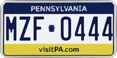 PA license plate MZF0444