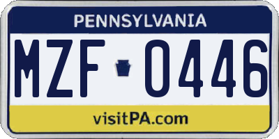 PA license plate MZF0446