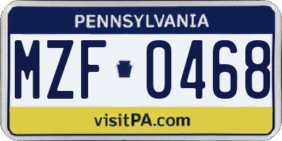 PA license plate MZF0468