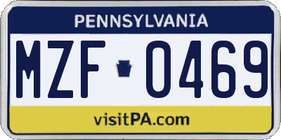 PA license plate MZF0469