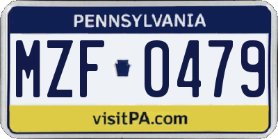 PA license plate MZF0479