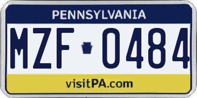 PA license plate MZF0484
