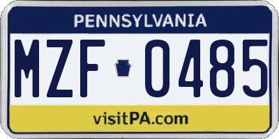 PA license plate MZF0485