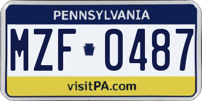 PA license plate MZF0487