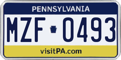 PA license plate MZF0493