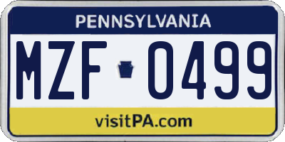 PA license plate MZF0499