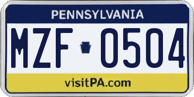 PA license plate MZF0504