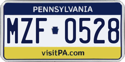 PA license plate MZF0528