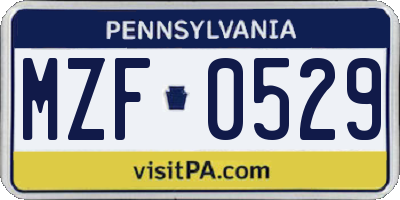 PA license plate MZF0529