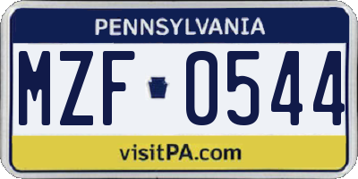 PA license plate MZF0544