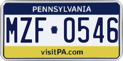 PA license plate MZF0546