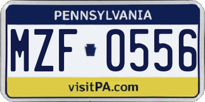 PA license plate MZF0556