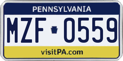 PA license plate MZF0559