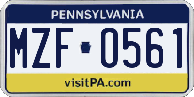 PA license plate MZF0561