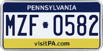 PA license plate MZF0582