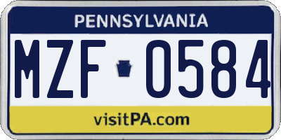 PA license plate MZF0584