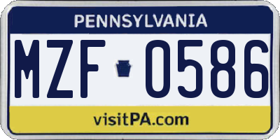 PA license plate MZF0586