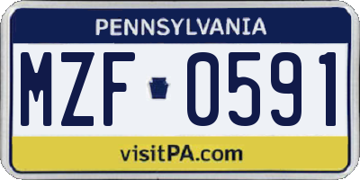 PA license plate MZF0591