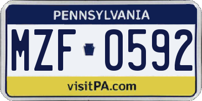 PA license plate MZF0592