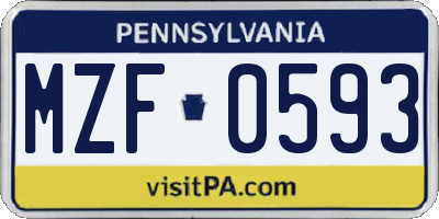 PA license plate MZF0593