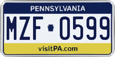 PA license plate MZF0599