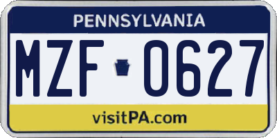 PA license plate MZF0627