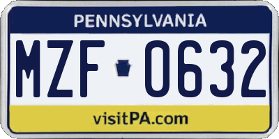 PA license plate MZF0632