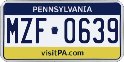 PA license plate MZF0639