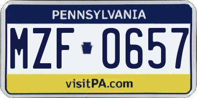 PA license plate MZF0657
