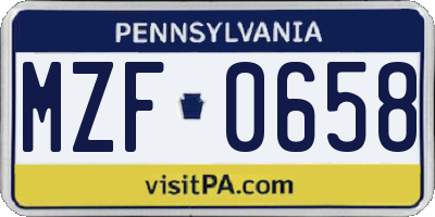 PA license plate MZF0658