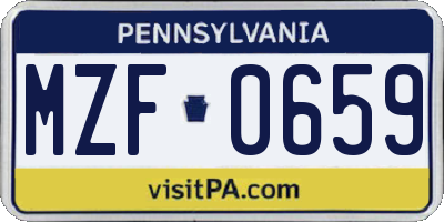 PA license plate MZF0659