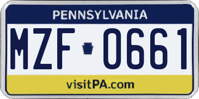 PA license plate MZF0661