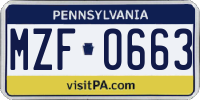 PA license plate MZF0663