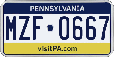 PA license plate MZF0667
