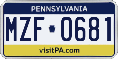 PA license plate MZF0681