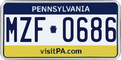PA license plate MZF0686