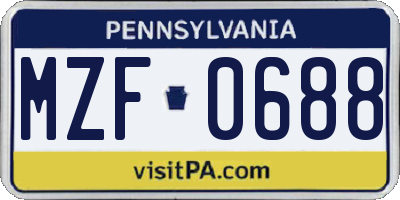 PA license plate MZF0688