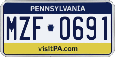 PA license plate MZF0691