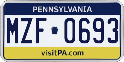PA license plate MZF0693