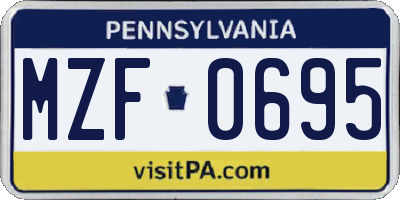 PA license plate MZF0695