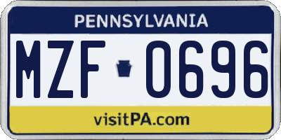 PA license plate MZF0696