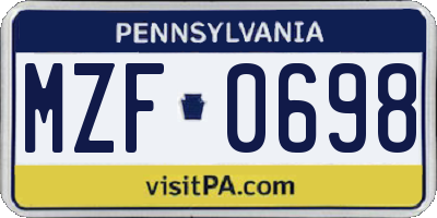 PA license plate MZF0698