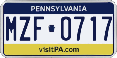 PA license plate MZF0717