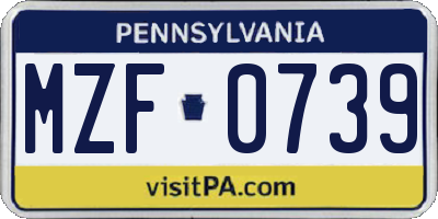 PA license plate MZF0739