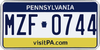 PA license plate MZF0744