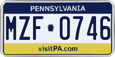 PA license plate MZF0746