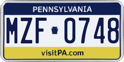 PA license plate MZF0748