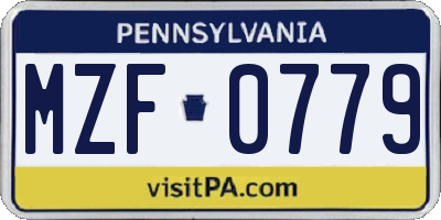 PA license plate MZF0779
